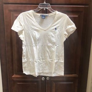 White Ralph Lauren v neck T-shirt